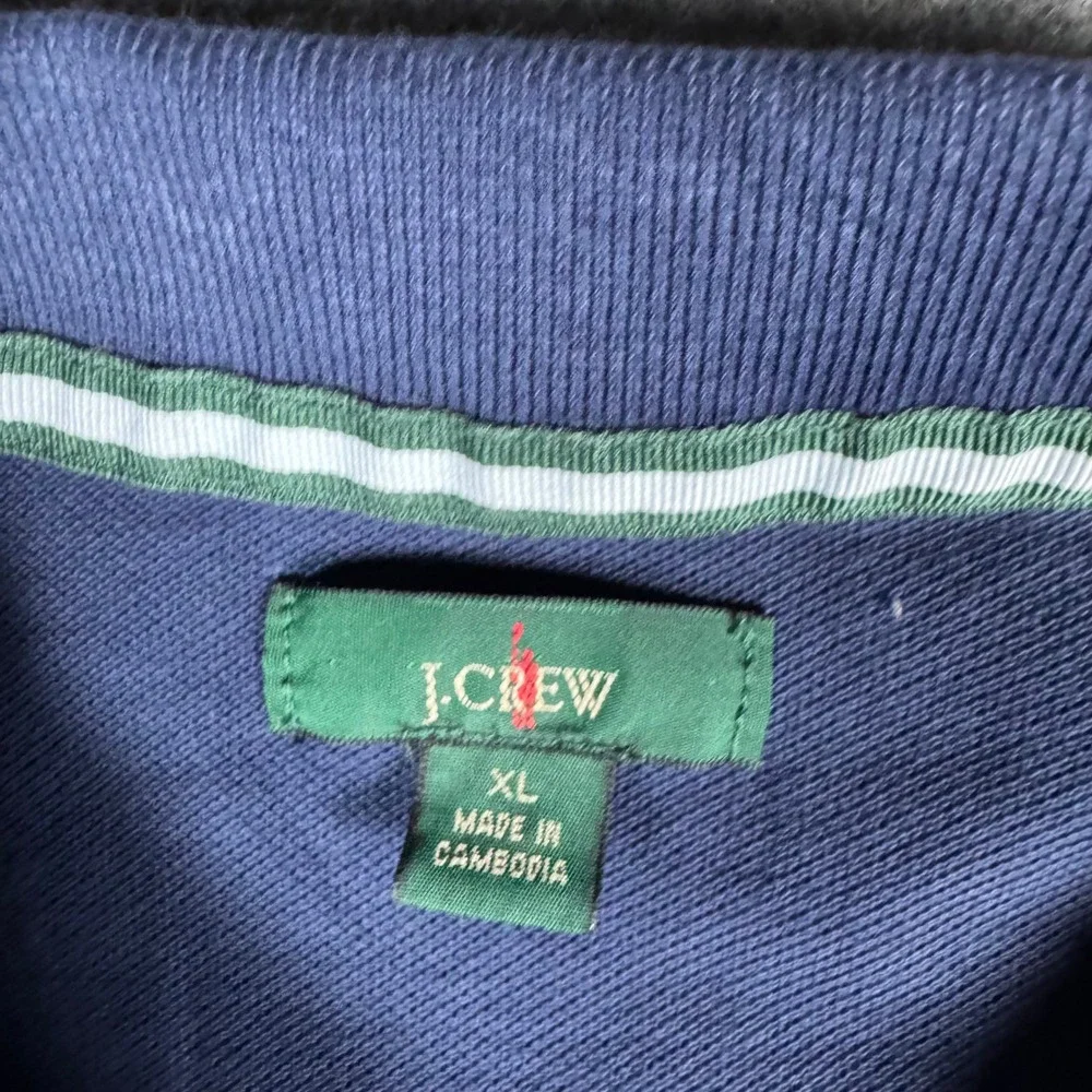 J Crew Oarmans‎ Mens Navy Blue Long Sleeve Polo Shirt XL Preppy Cotton Golf